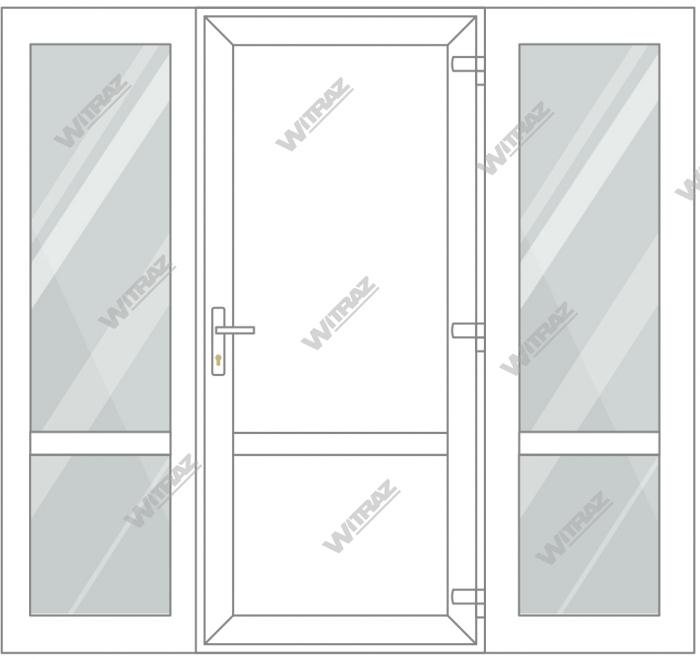 PVC entrance doors with 2 side windows - Door (PVC + PVC) + 2 Sides (glass + glass)
