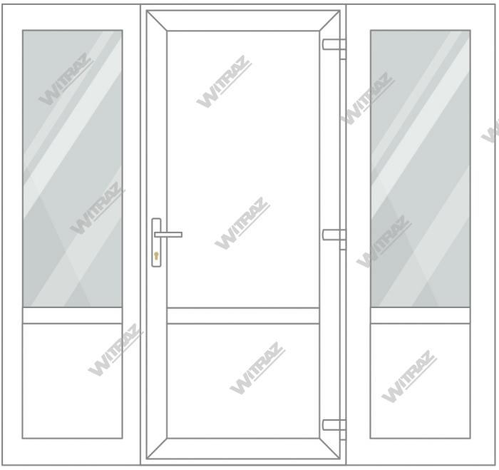 PVC entrance doors with 2 side windows - Door (PVC + PVC) + 2 Sides (glass + PVC)
