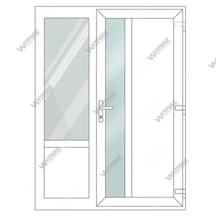 PVC entrance doors with side window - Door (matte glass + PVC) + Side (glass + PVC)